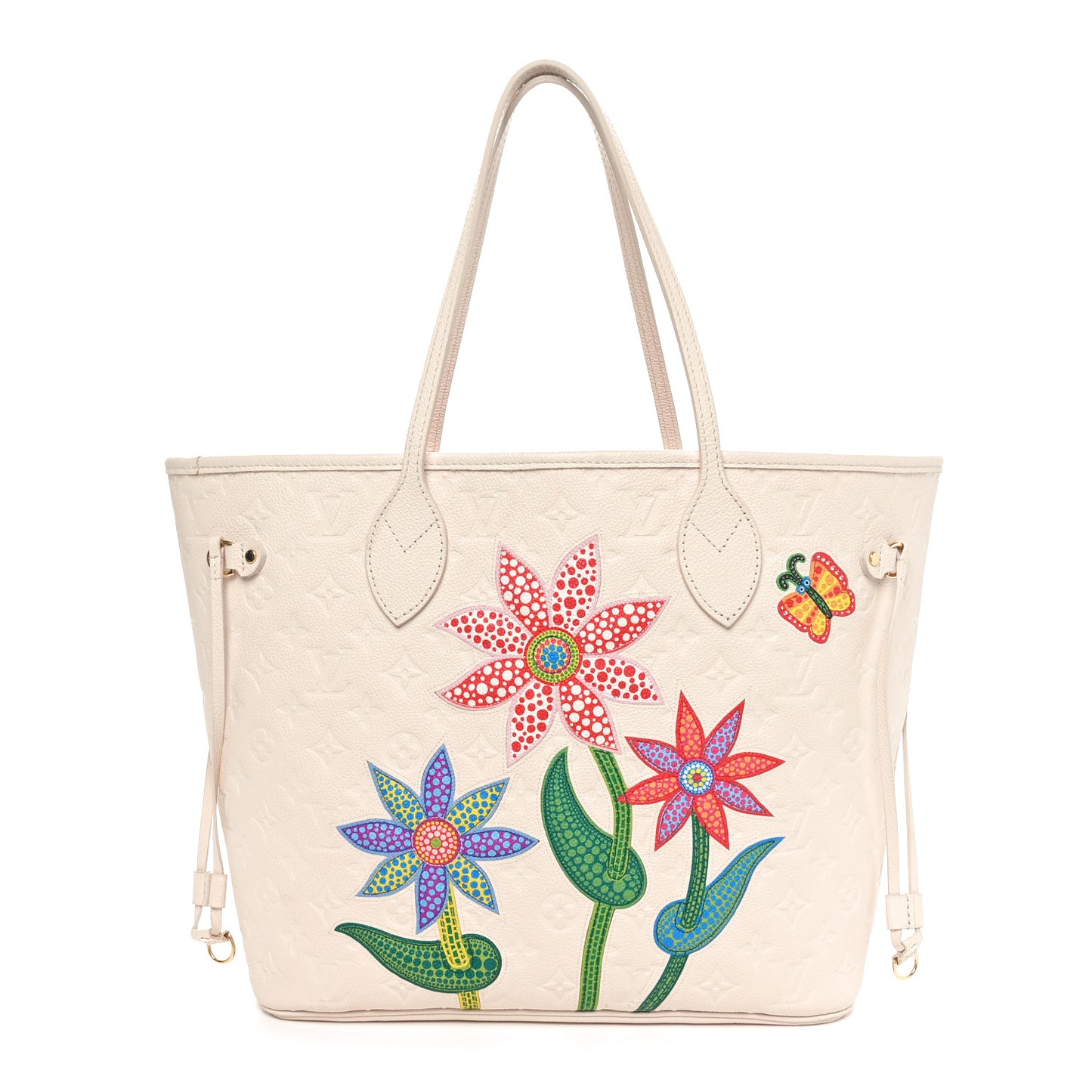 LV X YK Empreinte Inlaid Kusama Flowers Neverfull MM Quartz