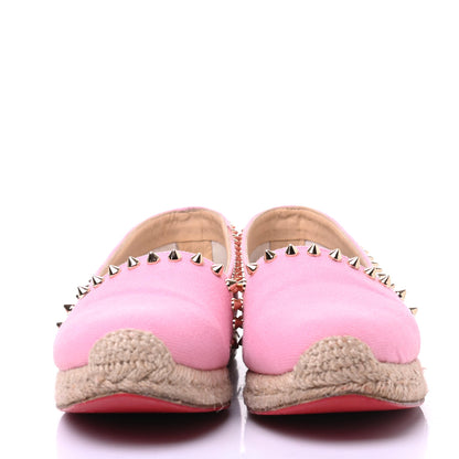 Christian Louboutin Canvas Ares Spikes Flat Espadrilles 36 Rose 2 of 6