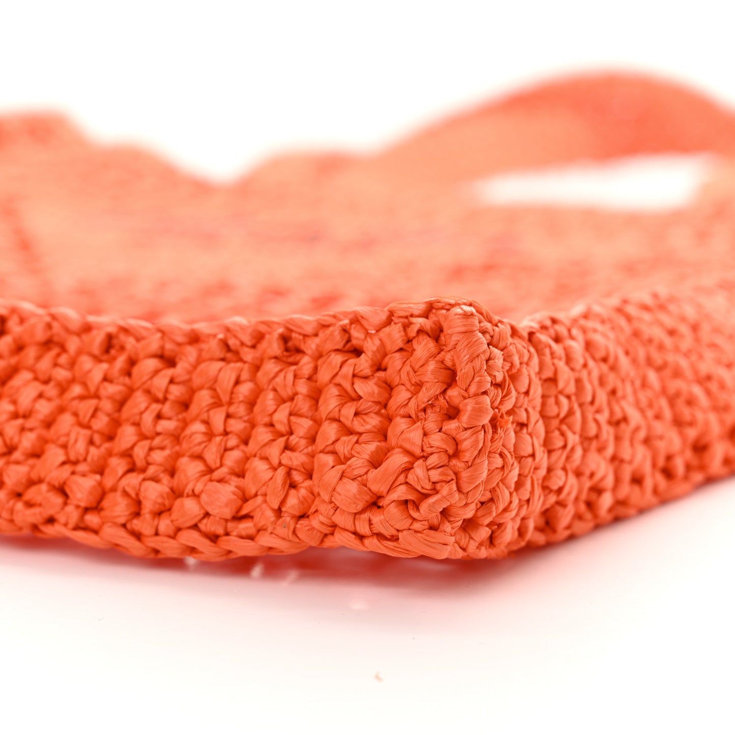 Yarn Raffia Effect Crochet Logo Embroidered Tote Bag Arancio