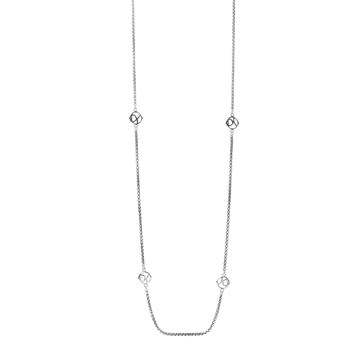 Sterling Silver 6 Station Logo Necklace