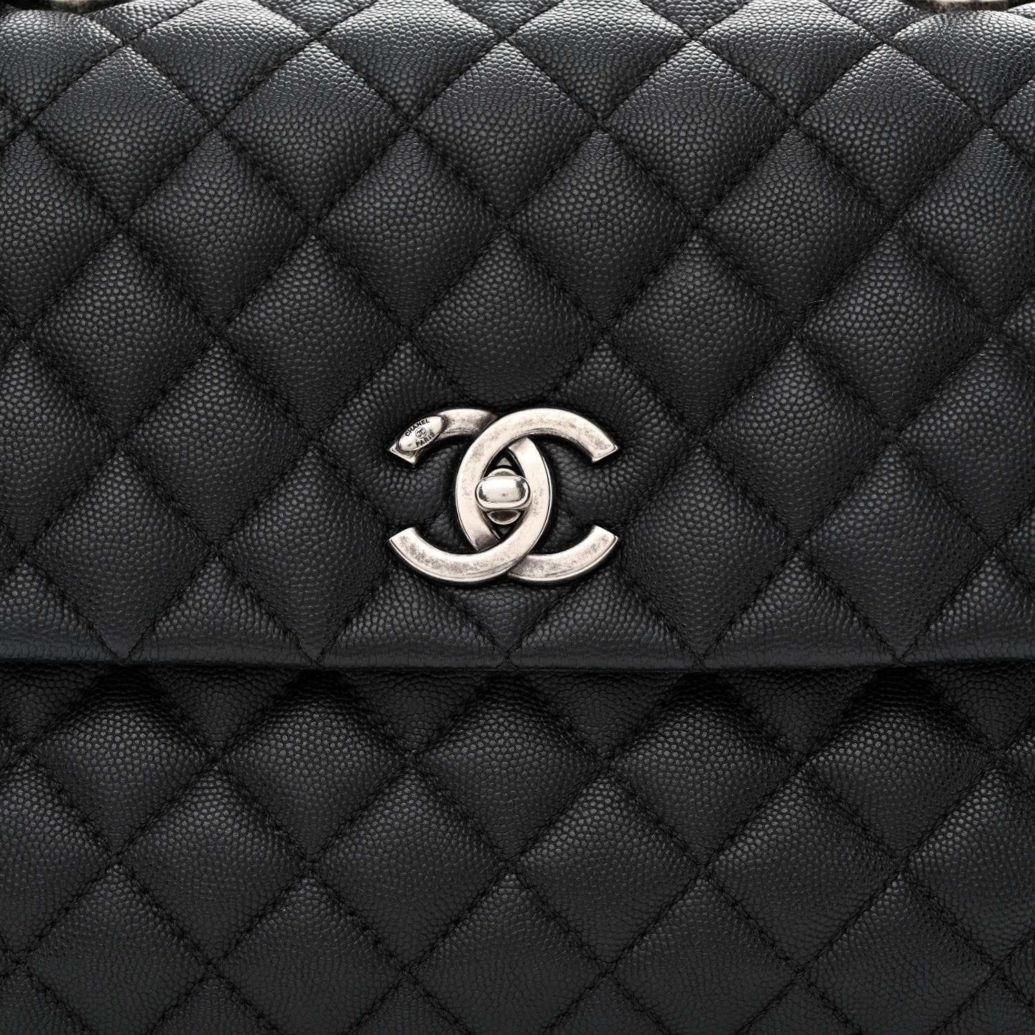 Chanel Caviar Lizard Quilted Medium Coco Handle Flap Black 8 of 11