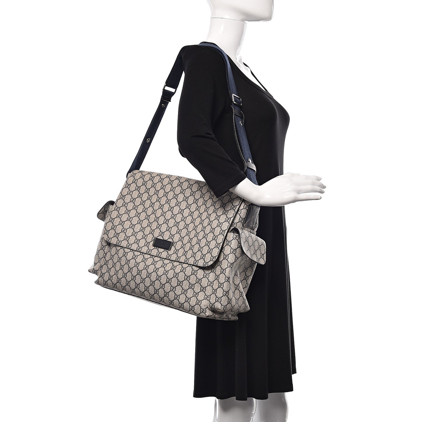 GG Plus Monogram Messenger Diaper Bag Navy