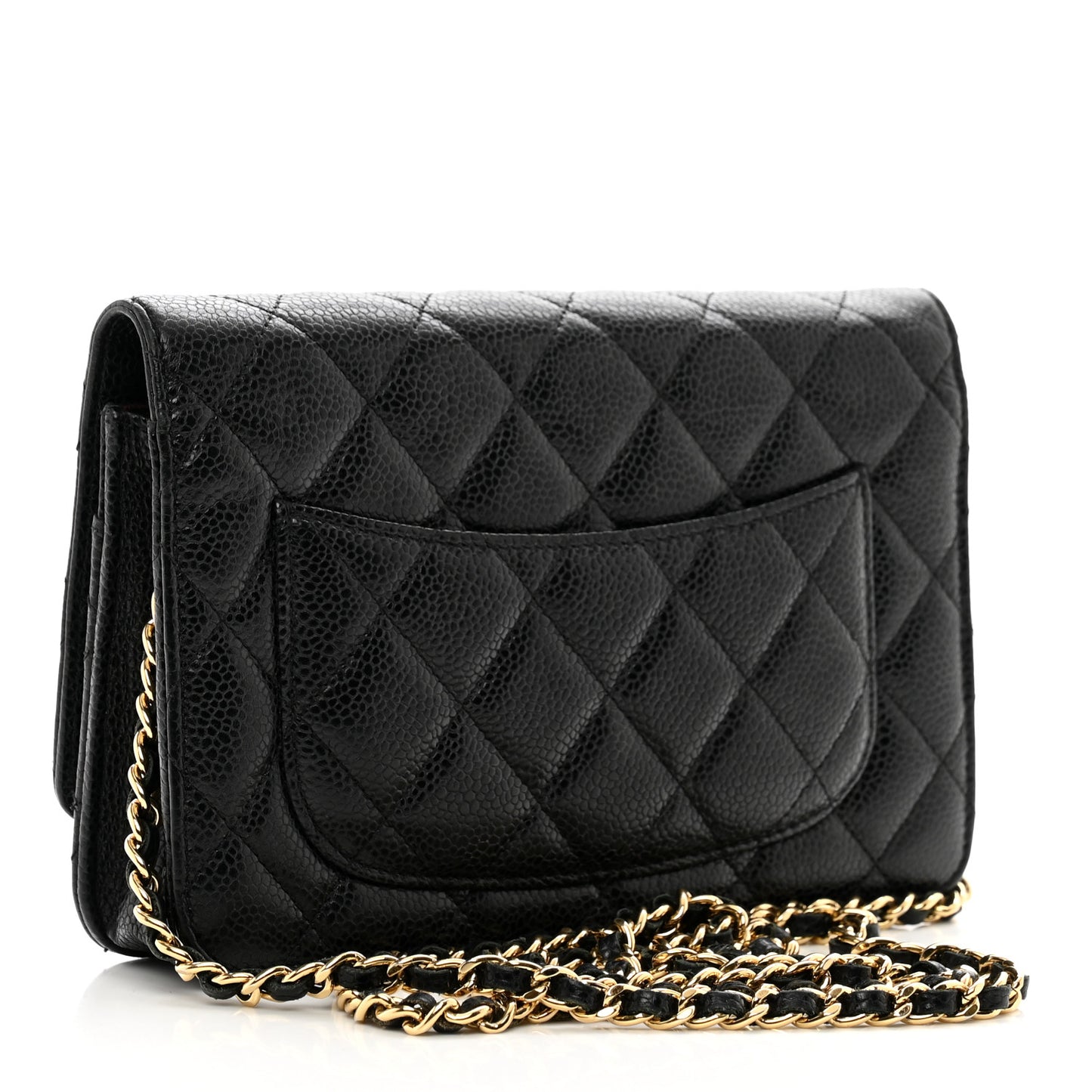 Caviar Quilted Wallet on Chain WOC Black