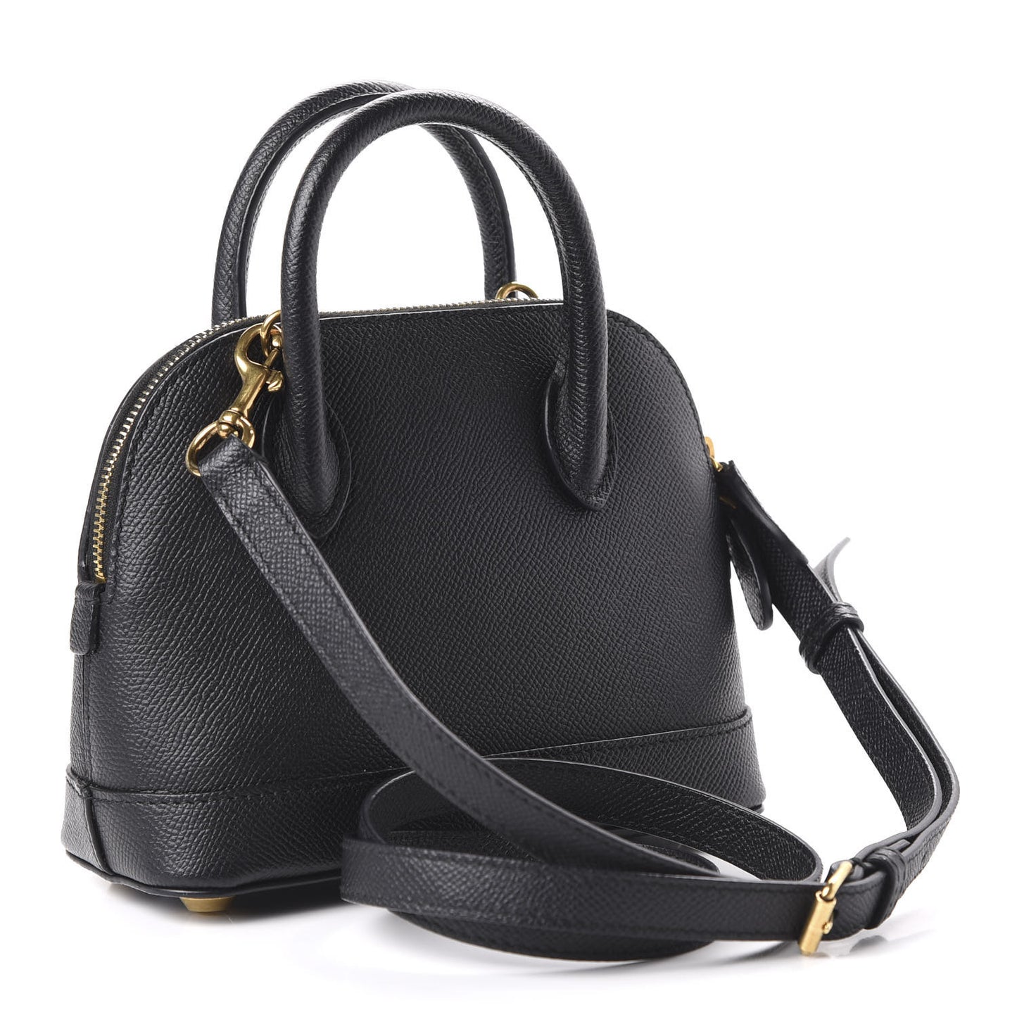 Signature Grained Calfskin XXS Ville Top Handle Bag Black White