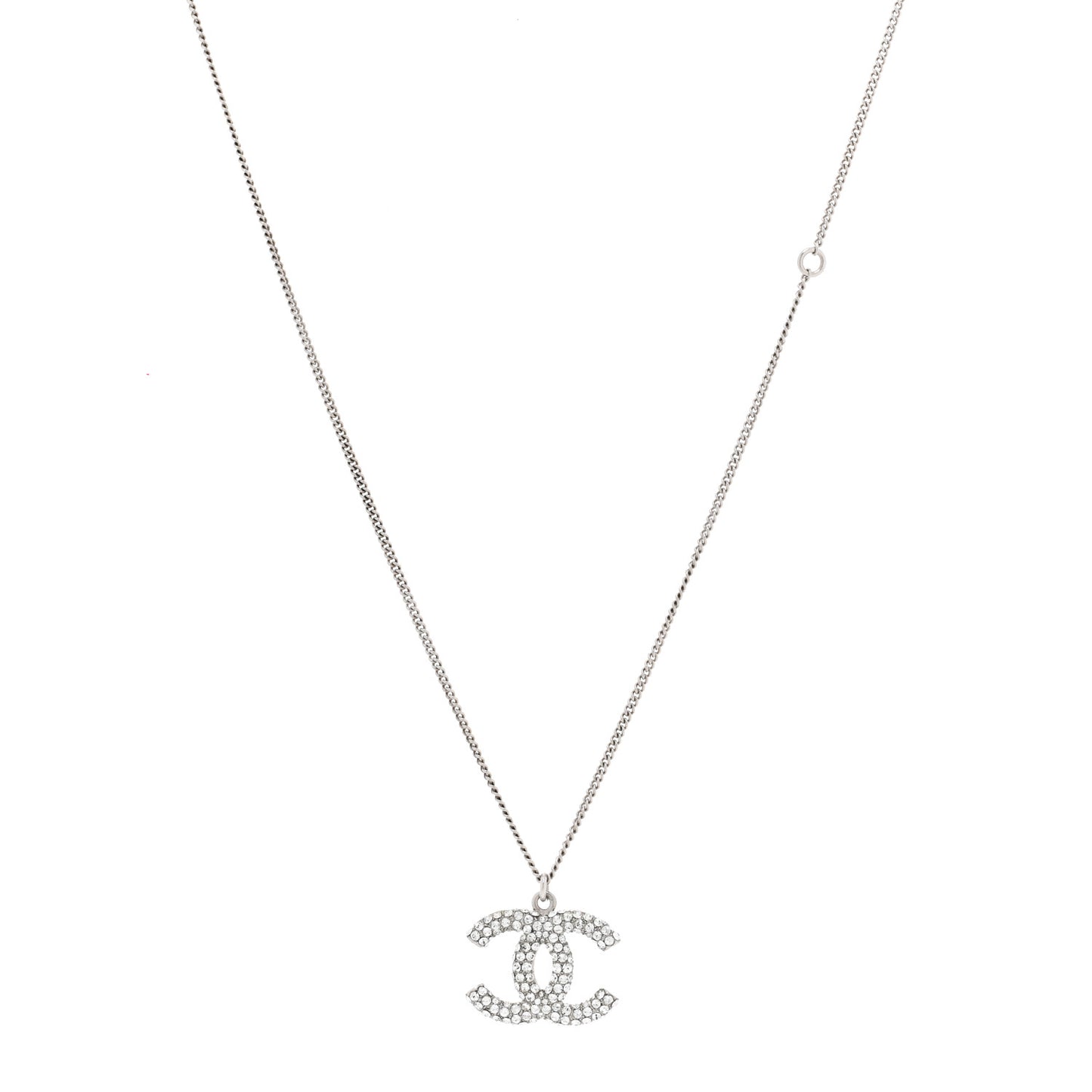 Crystal CC Pendant Necklace Silver