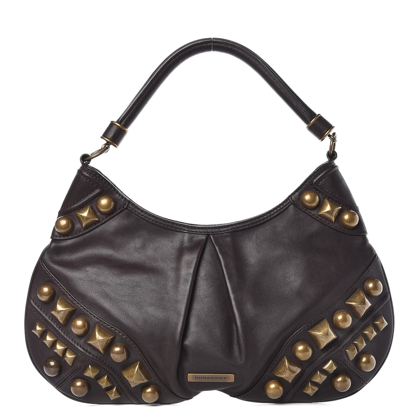 Calfskin Studded Medium Alverton Hobo Chocolate