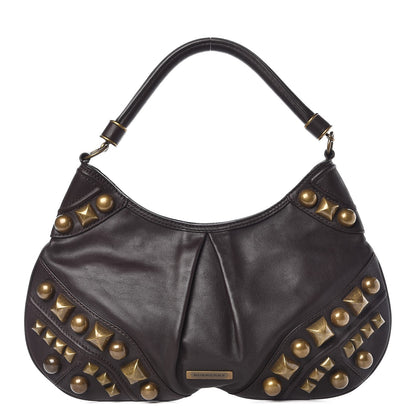 Burberry Calfskin Studded Medium Alverton Hobo Chocolate 1 of 8