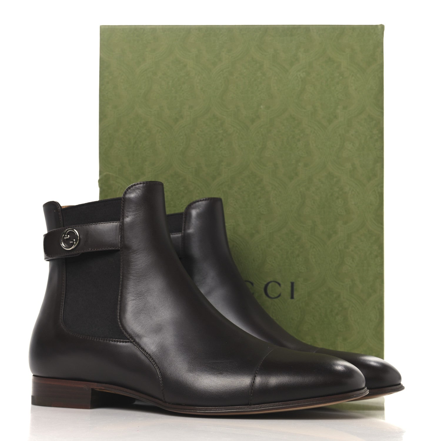 Gucci Calfskin Mens Blondie Chelsea Ankle Boots 8 Cocoa 10 of 10