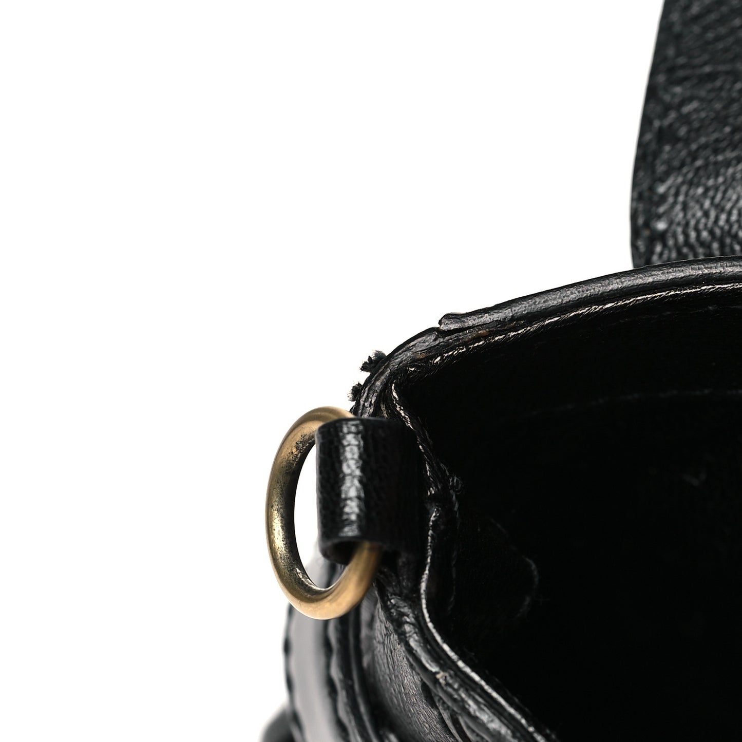 Goatskin Patent Horsebit Chain Clutch  Black