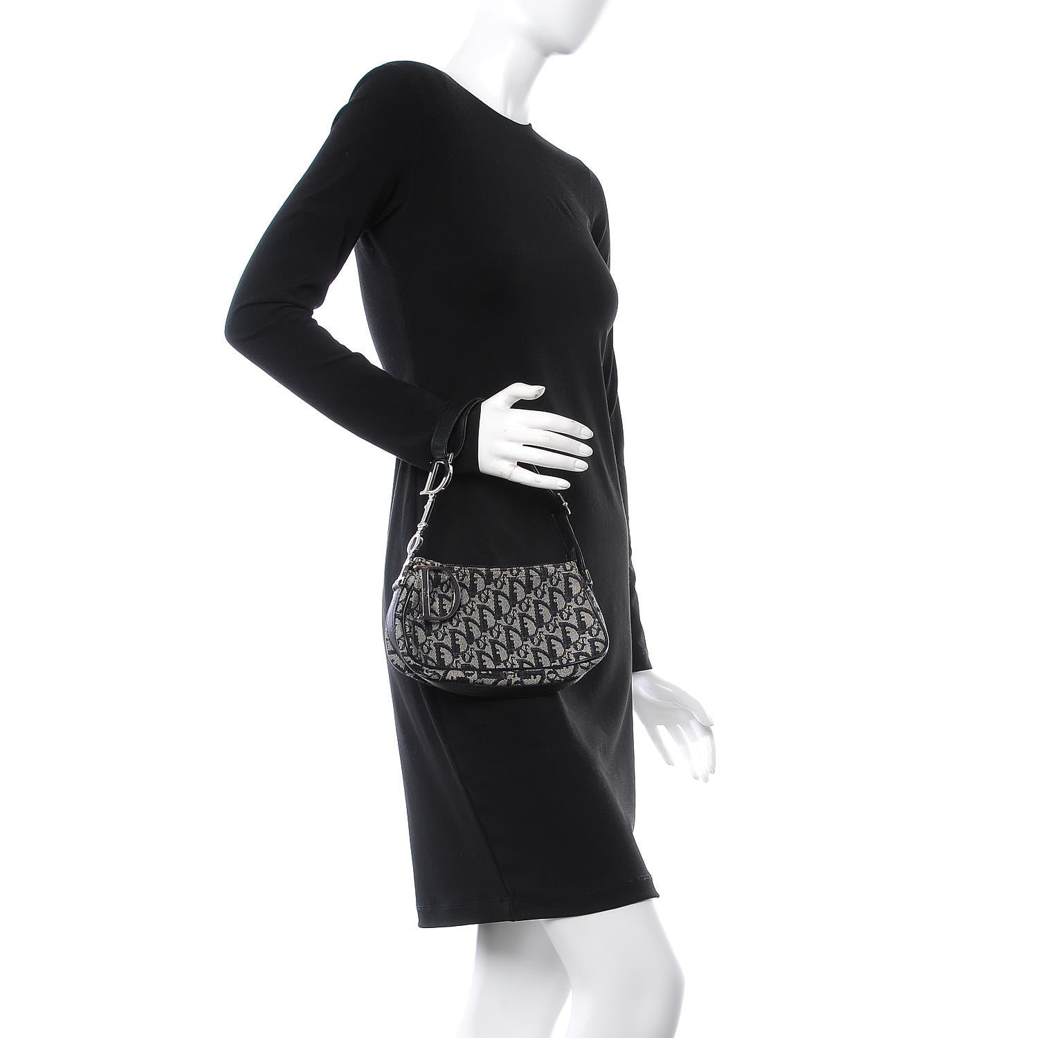 Christian Dior Monogram Shoulder Bag Black 2 of 7