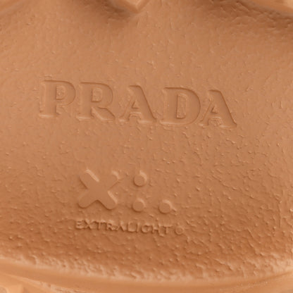 Prada Foam Rubber Metal Triangle Logo Monolith 55mm Cage Sandals 37 Barley 7 of 9