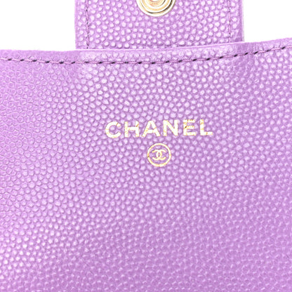 Chanel Caviar Quilted Flap Card Holder Wallet Purple 6 of 11