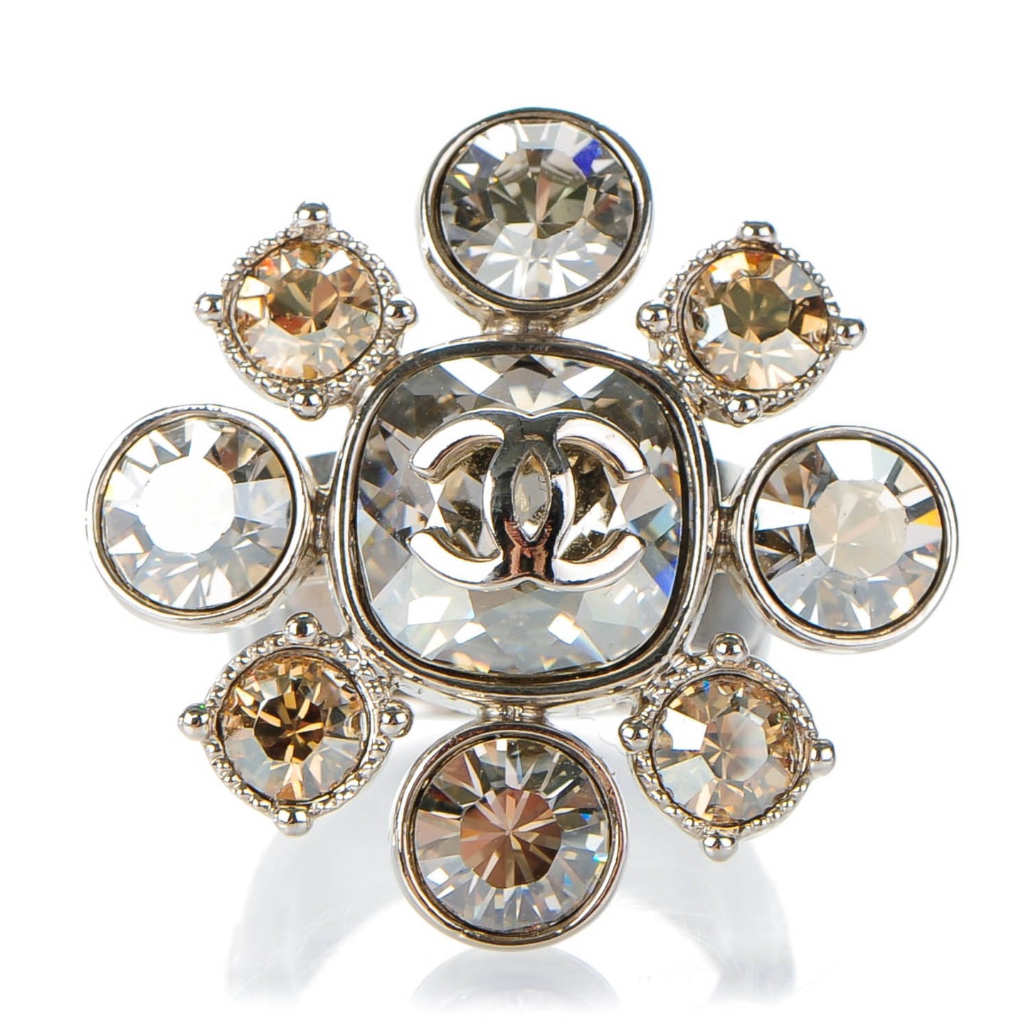 Crystal CC Ring 6.75 Silver