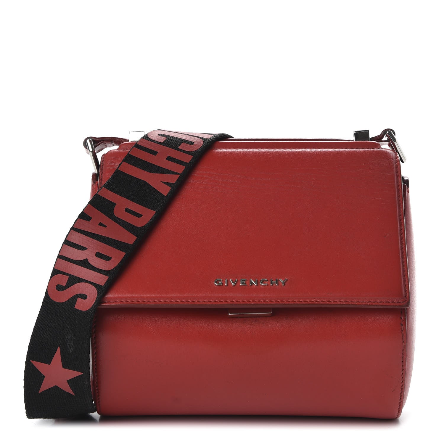 Givenchy Calfskin Mini Pandora Box Logo Strap Crossbody Bag Red 1 of 11