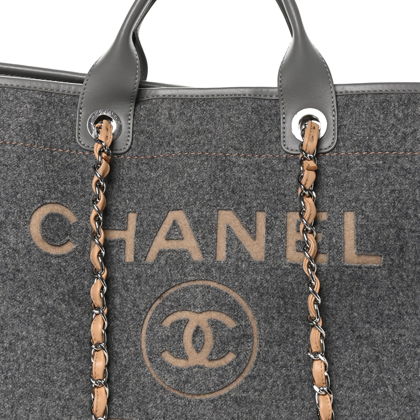 Wool Felt Large Deauville Tote Grey Beige
