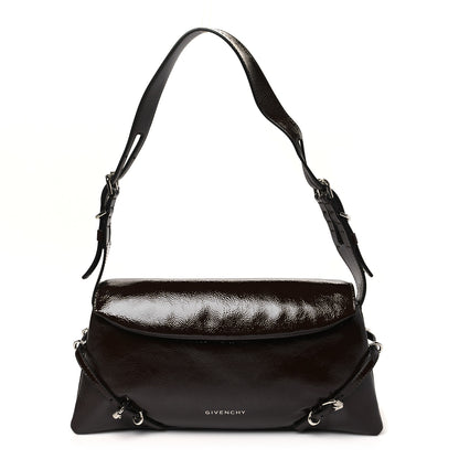 Givenchy Patent Calfskin Small P'tit Voyou Shoulder Bag Ebony Brown 1 of 10