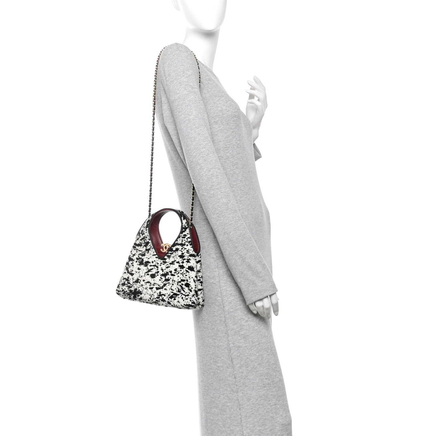 Pony Hair Printed Chic Lady Small Shopping Tote White Black