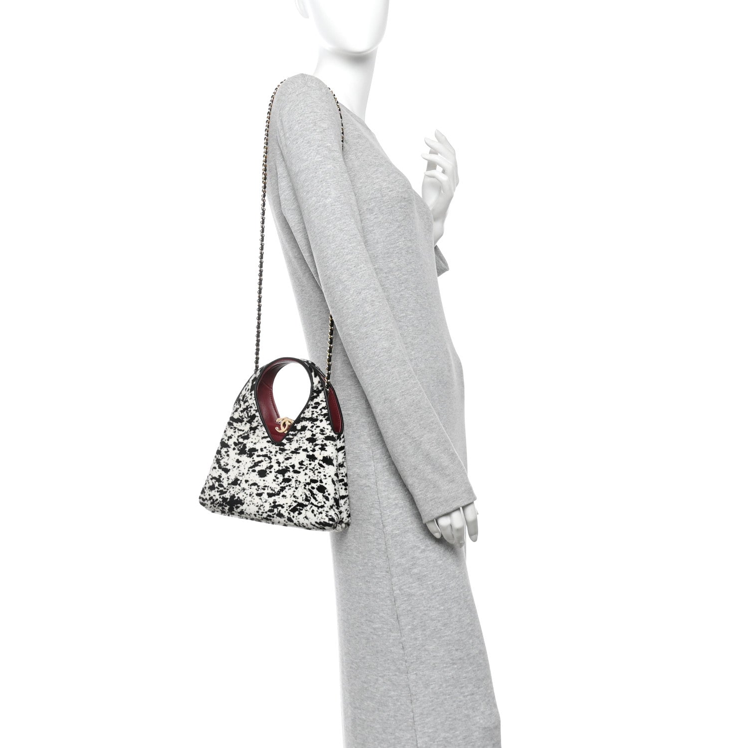 Chanel Pony Hair Printed Chic Lady Small Shopping Tote White Black 2 of 11