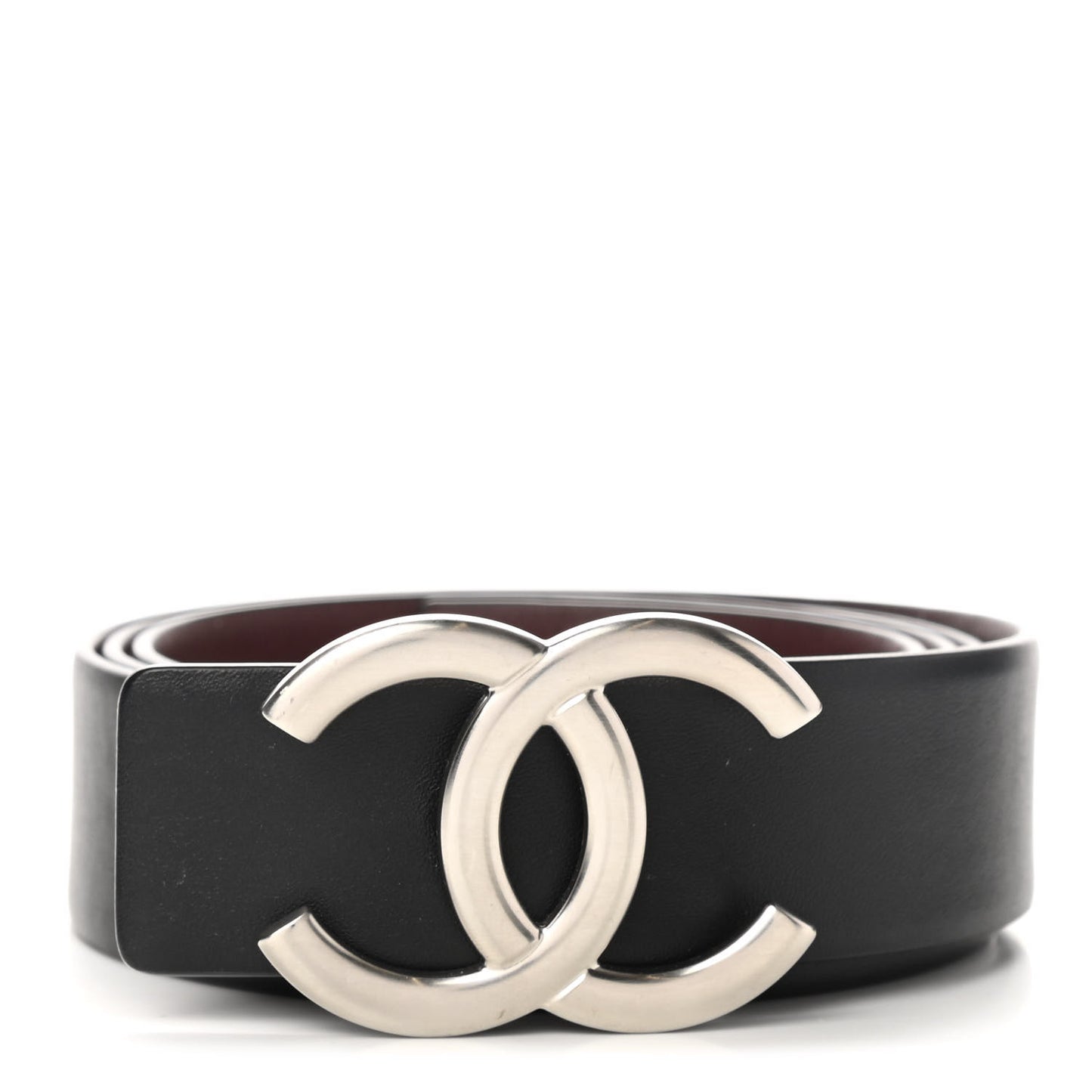 Calfskin CC Reversible Belt 95 Black Burgundy