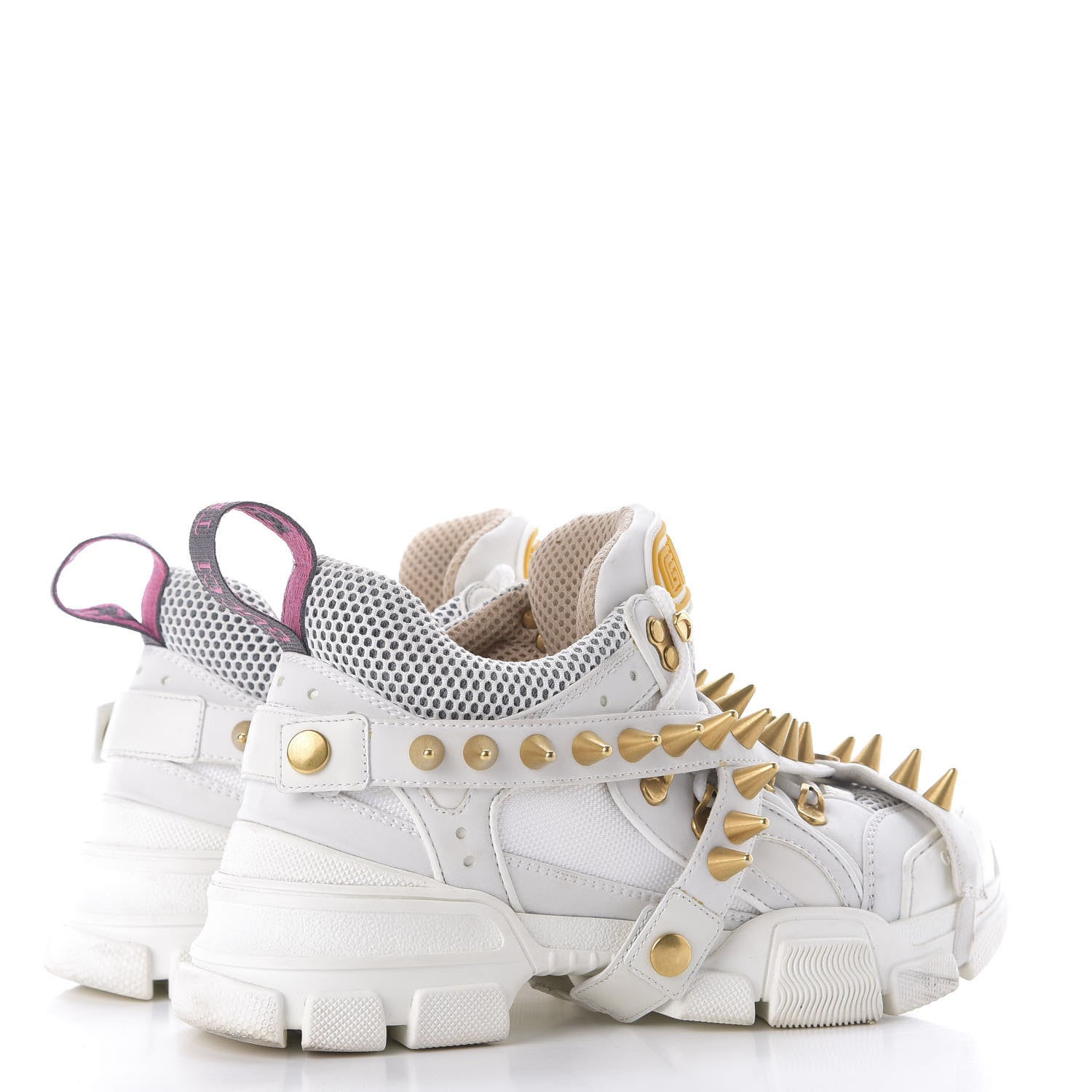 Gucci X SEGA Technical Canvas Calfskin Removable Studs Womens Flashtrek Sneakers 37 Great White 4 of 10