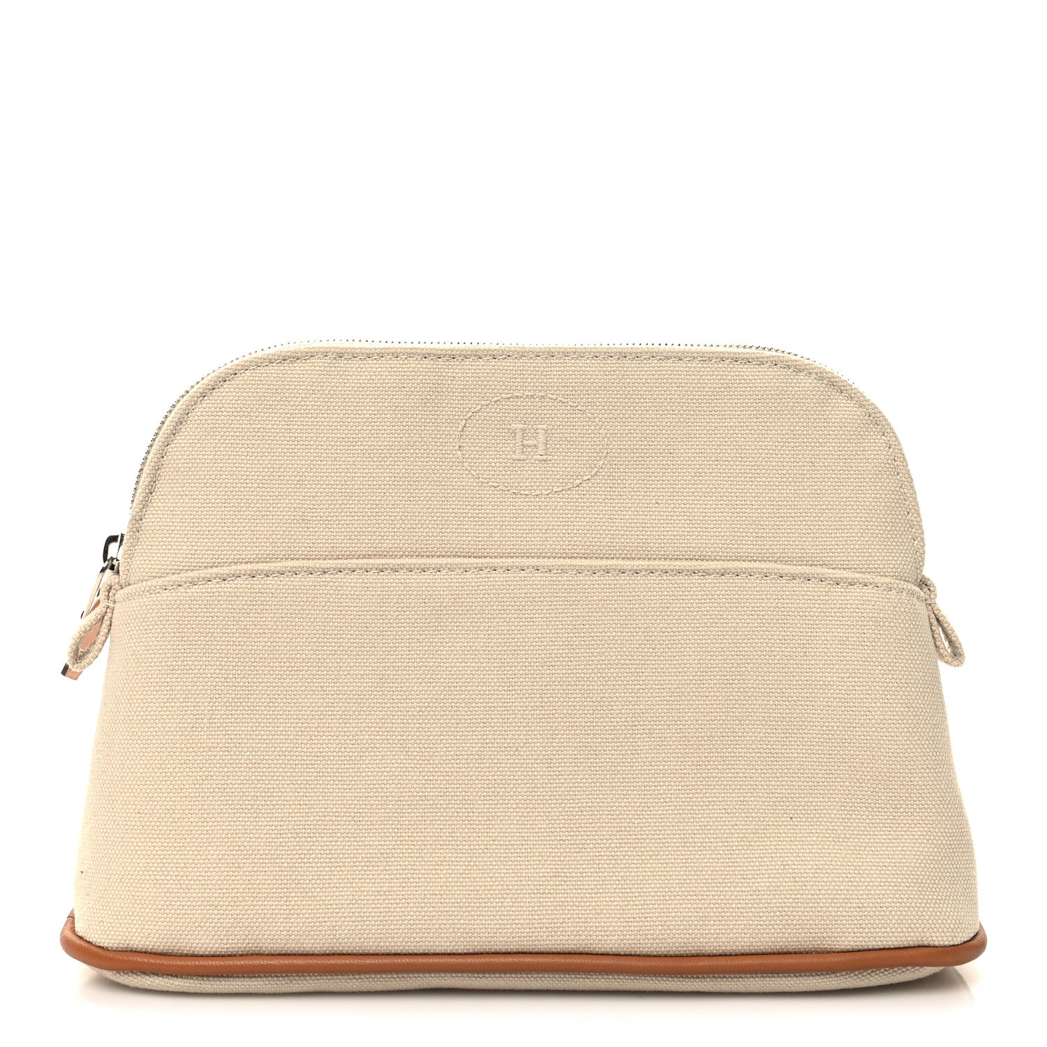 Hermes Cotton Canvas Mini Bolide Travel Cosmetic Pouch Natural 1 of 9