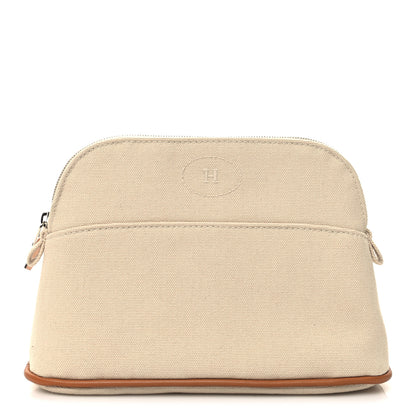 Hermes Cotton Canvas Mini Bolide Travel Cosmetic Pouch Natural 1 of 9