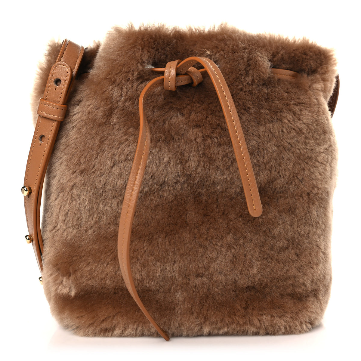 Mansur Gavriel Shearling Mini Bucket Bag Camel 1 of 8