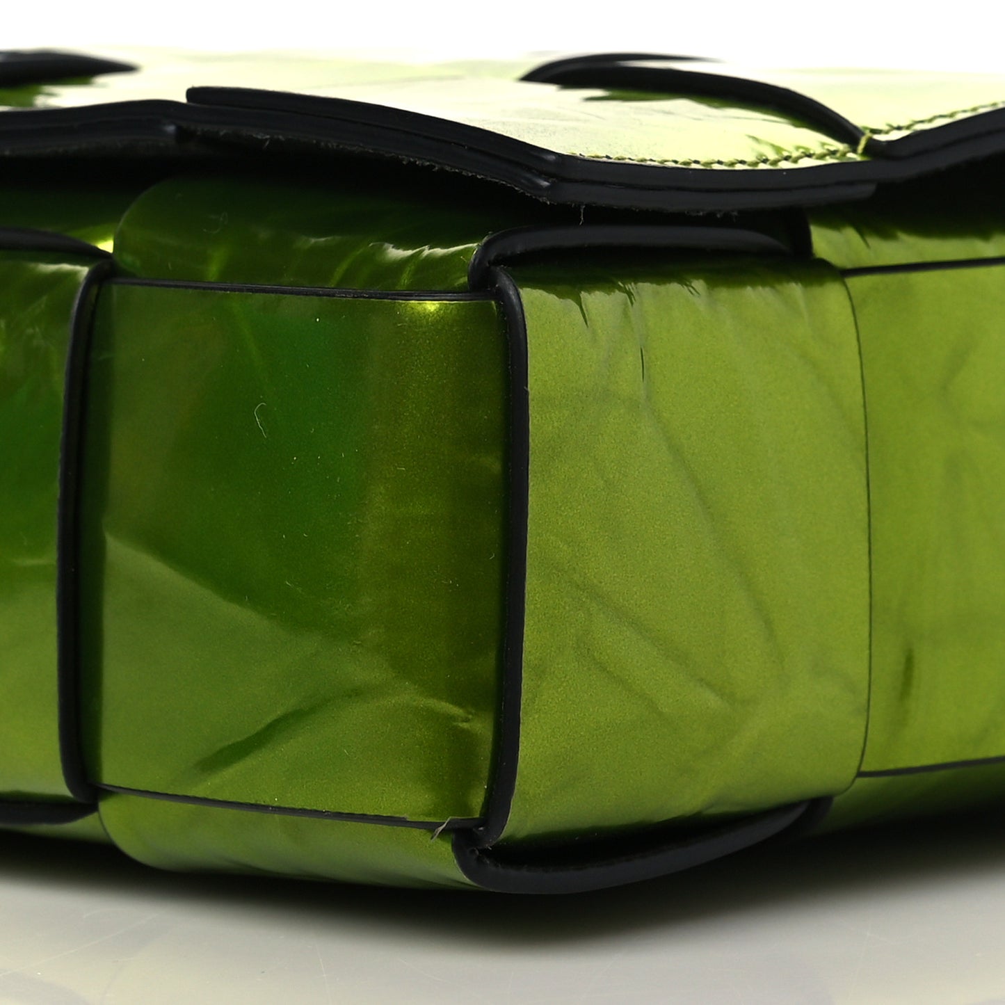 Metallic Crushed Calfskin Maxi Intrecciato Cassette Crossbody Bag Chlorophyll