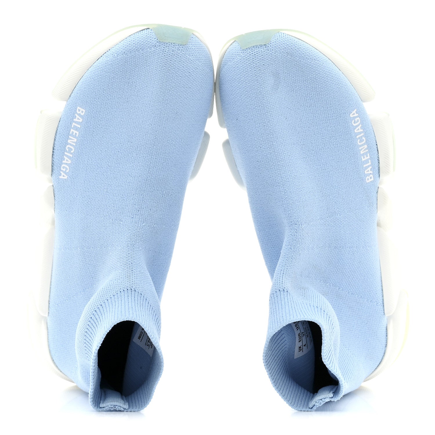 Balenciaga Technical 3D Recycled Knit Bi-Color Womens Speed 2.0 Transparent Sole Sneakers 37 Blue White Transparent Blue 2 of 9