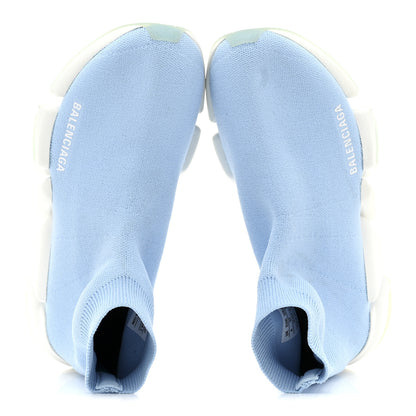 Balenciaga Technical 3D Recycled Knit Bi-Color Womens Speed 2.0 Transparent Sole Sneakers 37 Blue White Transparent Blue 2 of 9