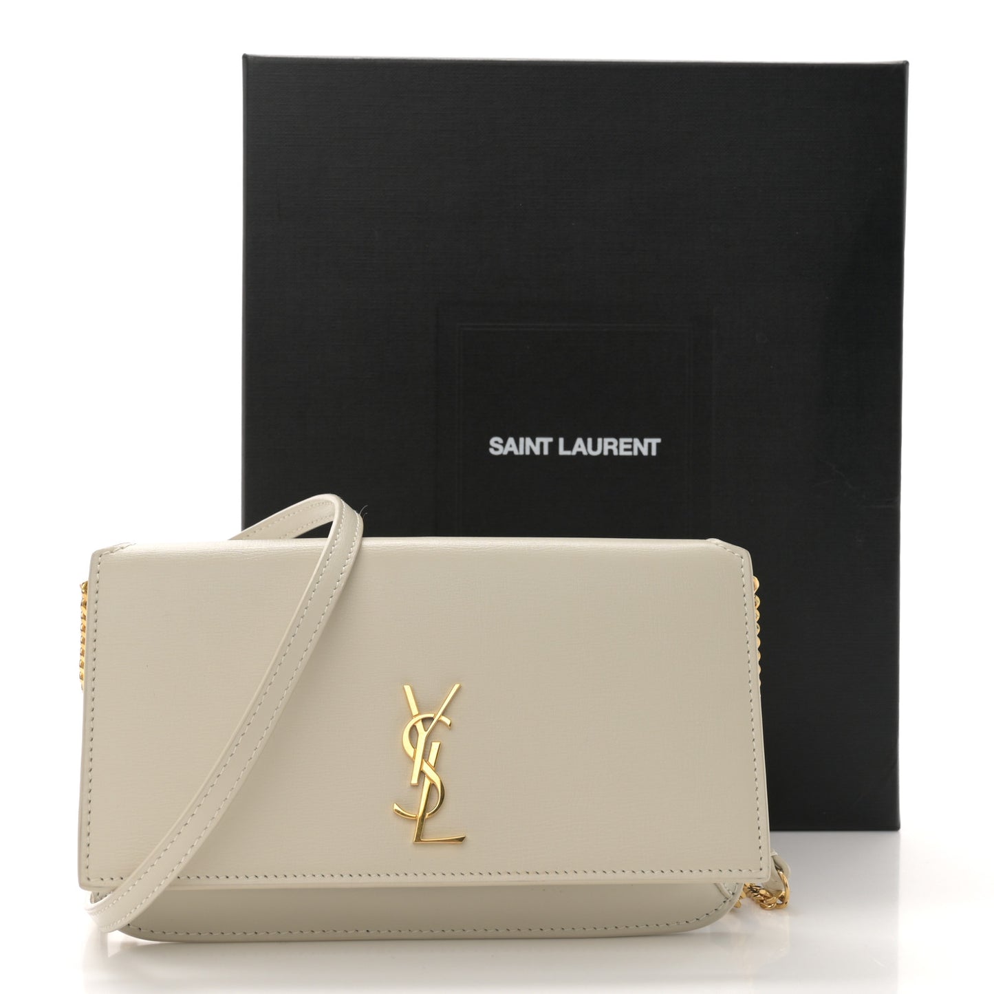 Smooth Calfskin Monogram Phone Holder Crossbody Crema Soft