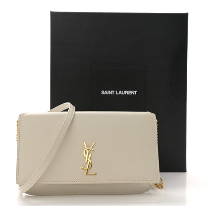 Saint Laurent Smooth Calfskin Monogram Phone Holder Crossbody Crema Soft 11 of 11