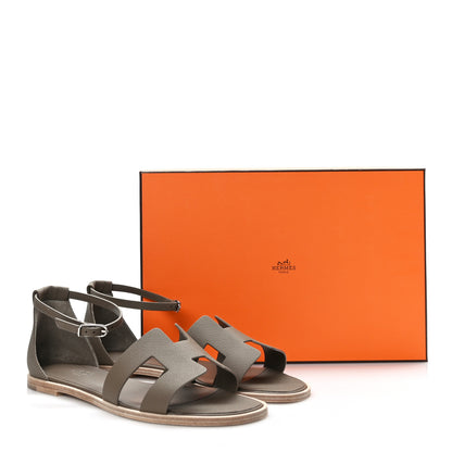 Hermes Epsom Santorini Sandals 40 Etoupe 9 of 9