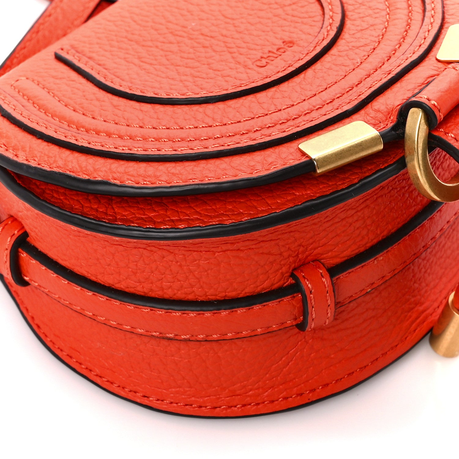 Chloe Calfskin Nano Marcie Saddle Bag Rusted Orange 10 of 11