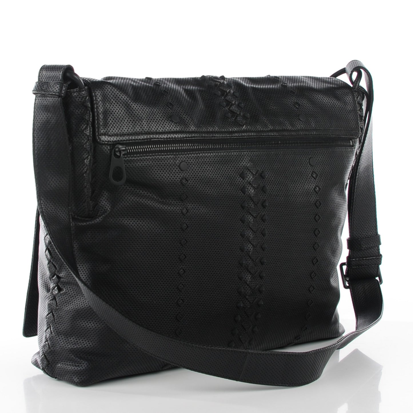 Perforated Calfskin Cabriolet Messenger Nero Black