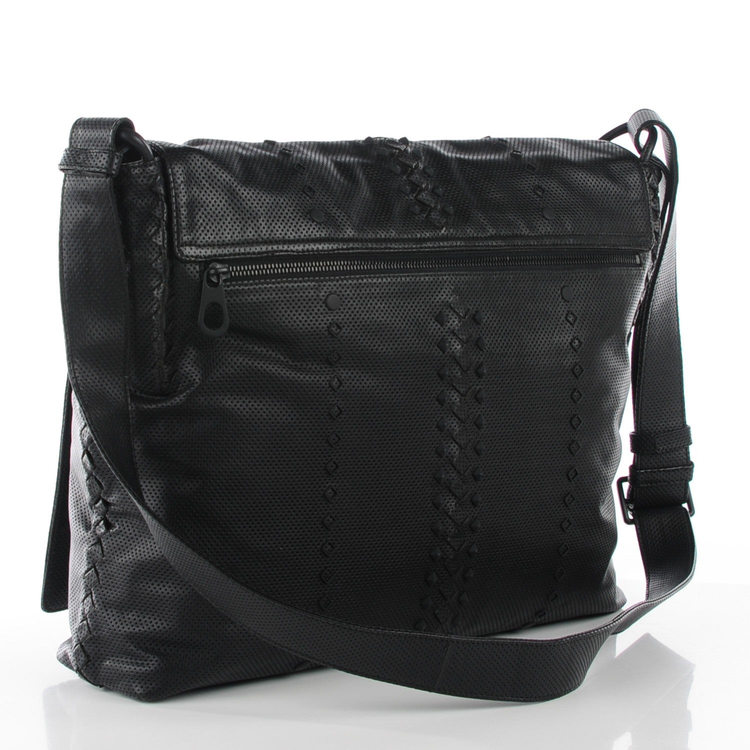 Bottega Veneta Perforated Calfskin Cabriolet Messenger Nero Black 3 of 9