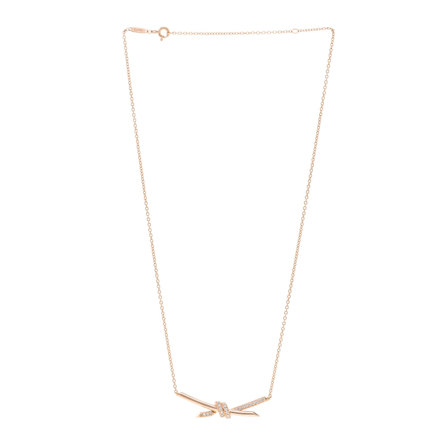18K Rose Gold Diamond Knot Necklace