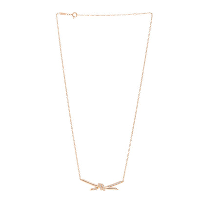 Tiffany 18K Rose Gold Diamond Knot Necklace 3 of 5