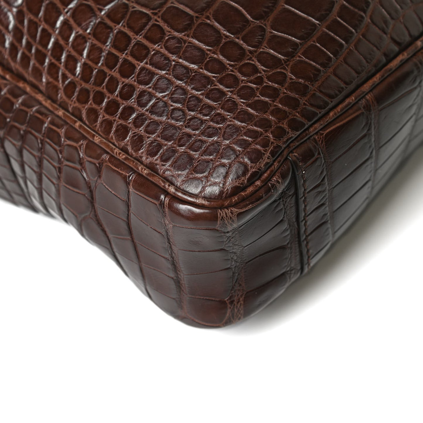 Crocodile Medium Messenger Bag Brown