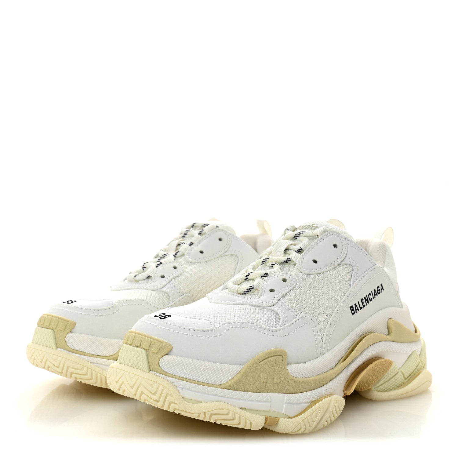 Balenciaga Fabric Mesh Womens Triple S Sneakers 38 White 4 of 10