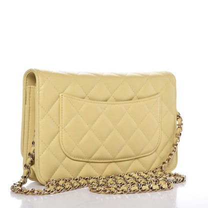Chanel Lambskin Quilted Wallet on Chain WOC Yellow 4 of 19