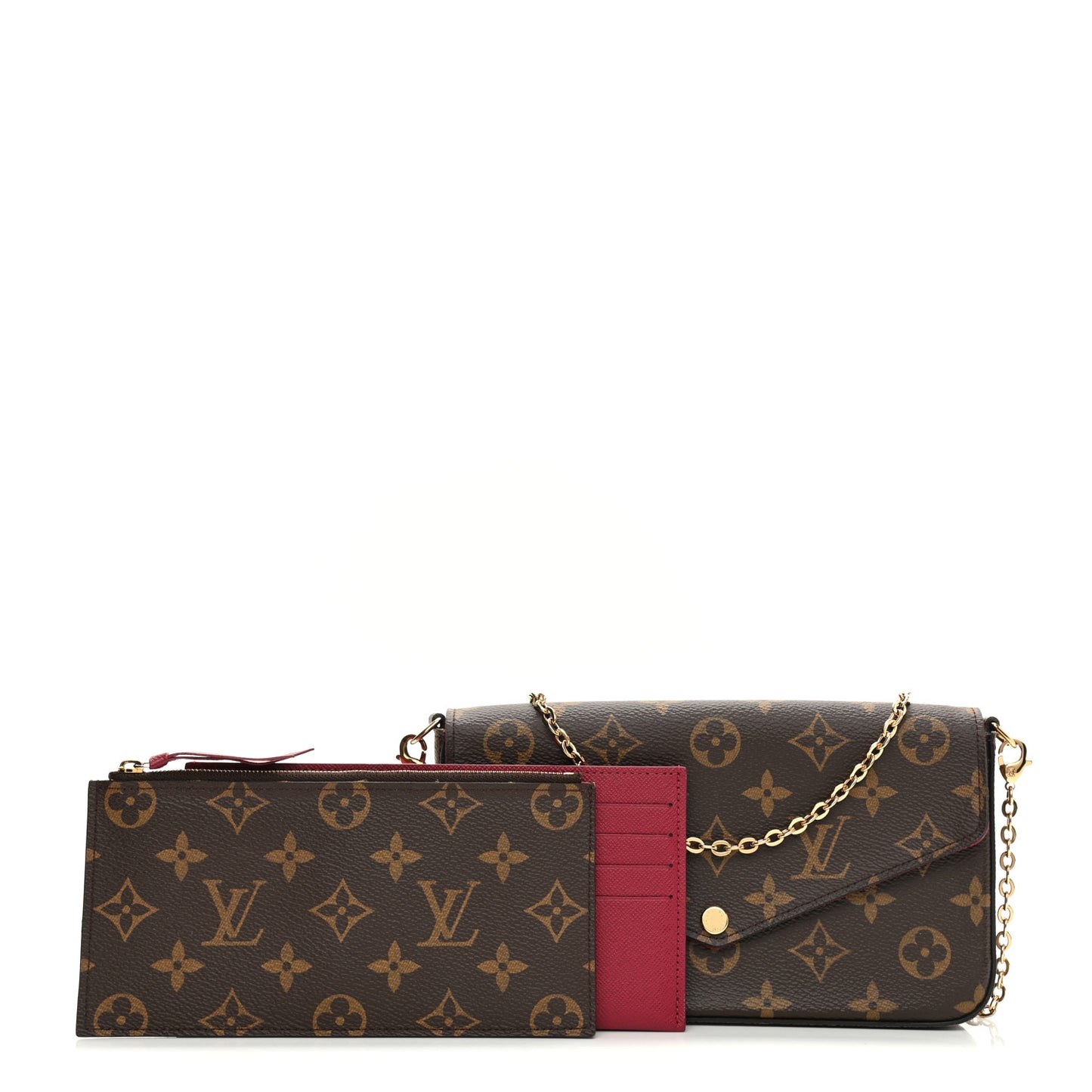 Monogram Pochette Felicie Chain Wallet Fuchsia