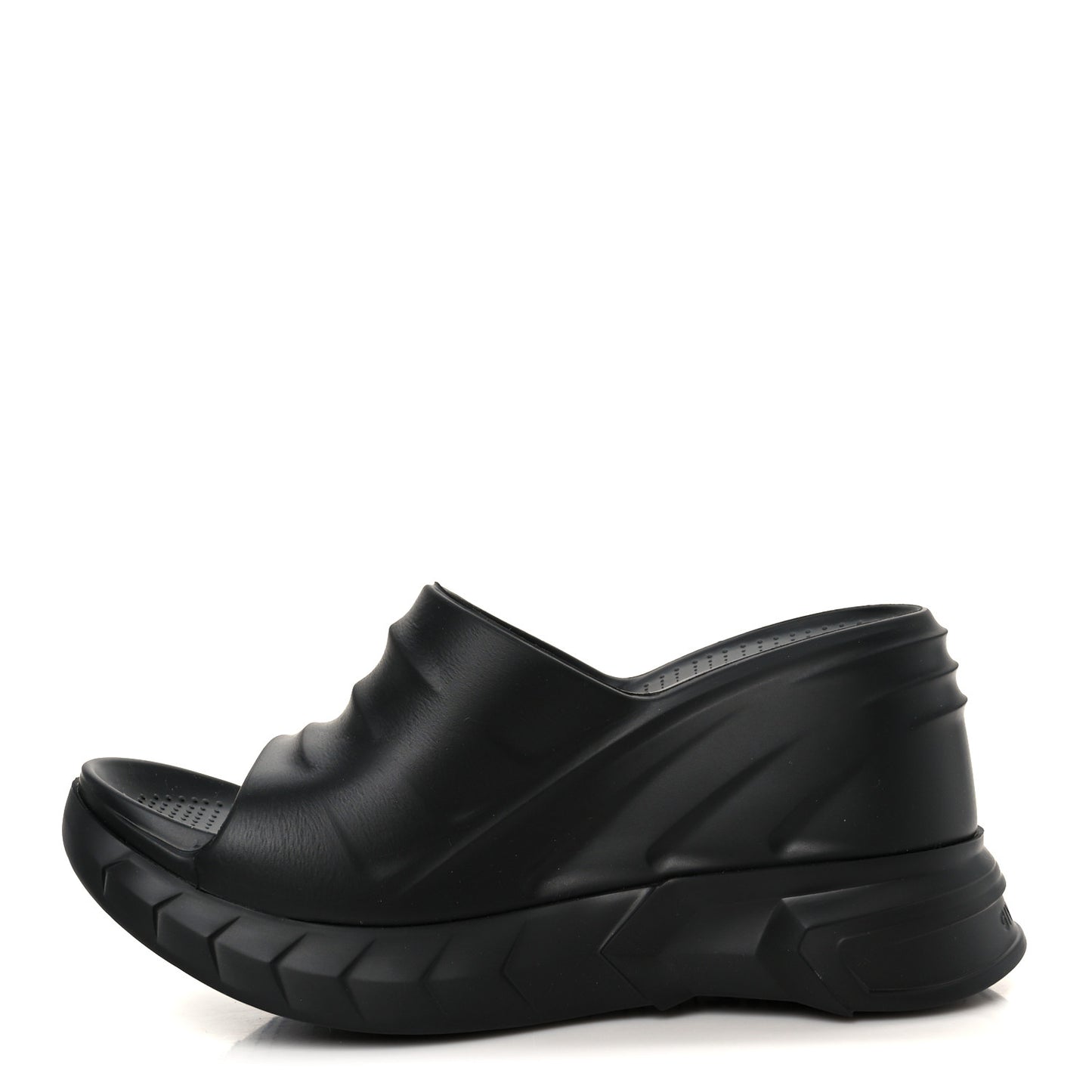 Rubber Marshmallow Wedge Sandals 37 Black