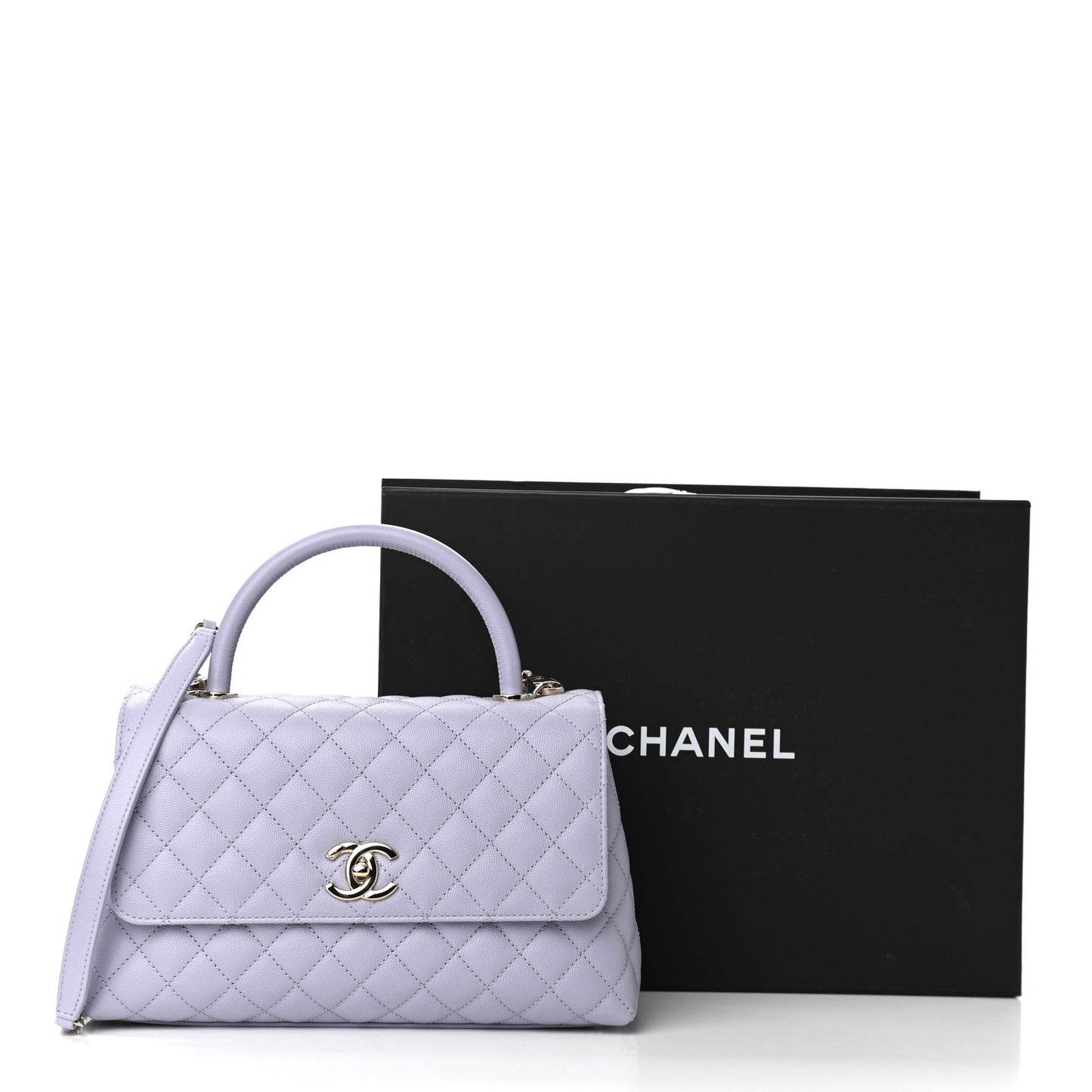 Caviar Quilted Small Coco Handle Flap Light Purple