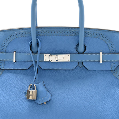 Hermes Togo Swift Ghillies Birkin 35 Bleu Paradis 8 of 13