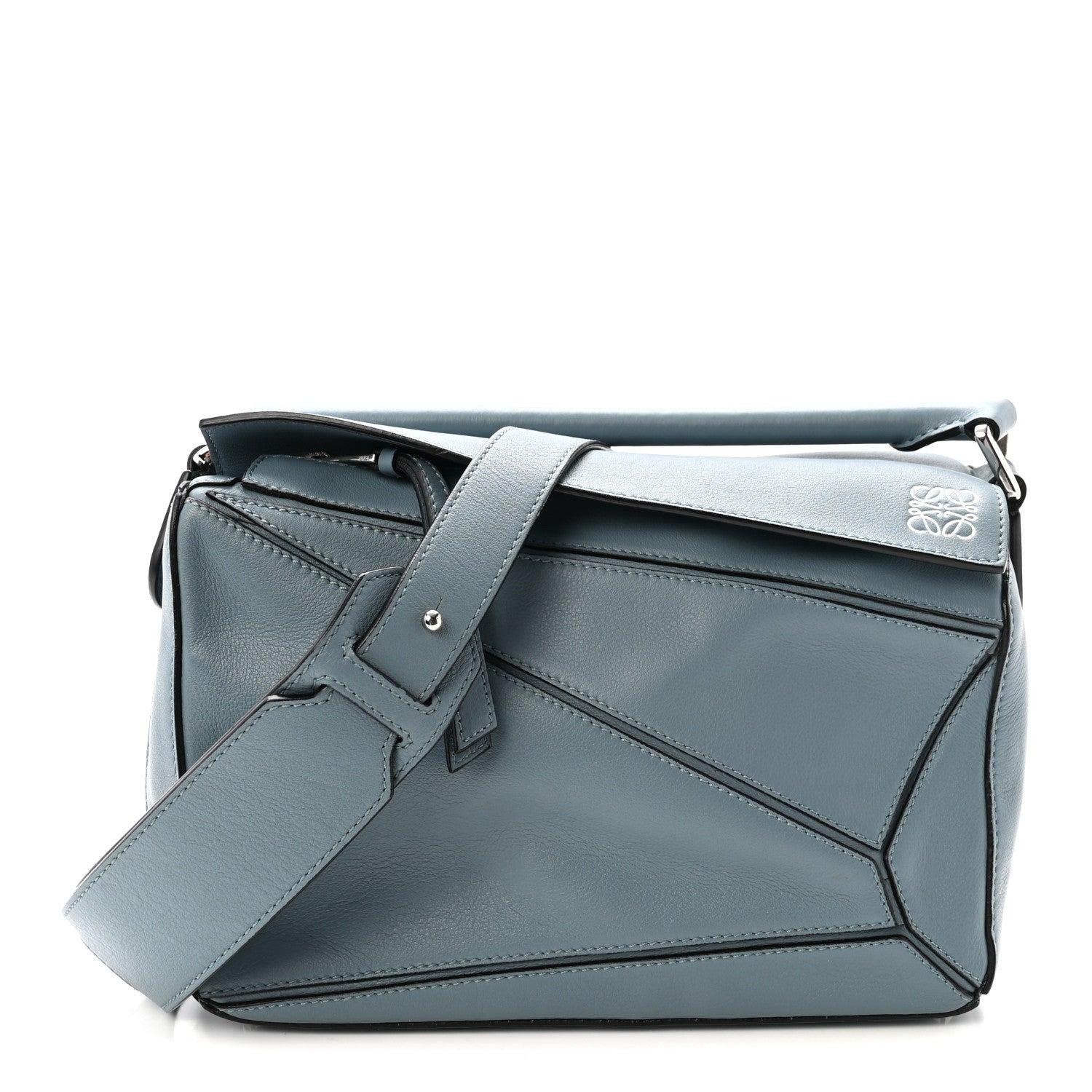Loewe Calfskin Small Puzzle Bag Stone Blue 1 of 10