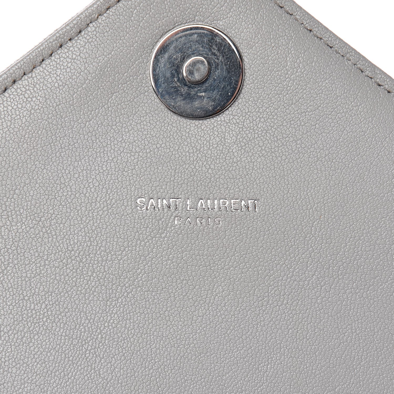 Saint Laurent Sheepskin Matelasse Chevron Monogram Large College Satchel Light Grey 7 of 12