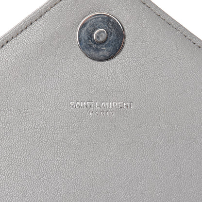 Saint Laurent Sheepskin Matelasse Chevron Monogram Large College Satchel Light Grey 7 of 12