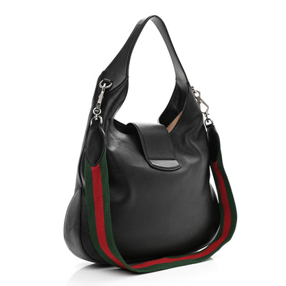 Gucci Calfskin Web Stripe Medium Dionysus Hobo Black 3 of 18