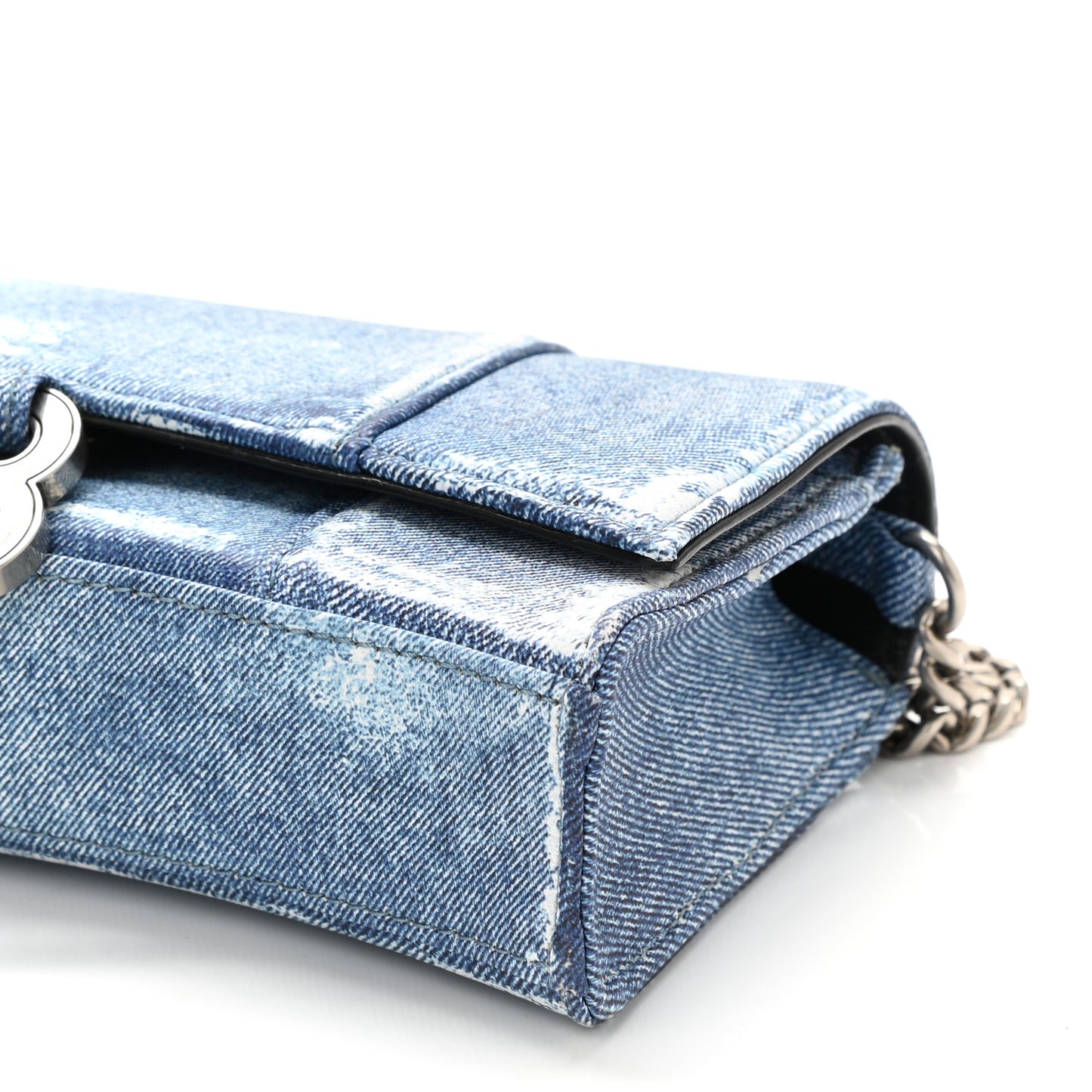 Nappa Denim Printed Hourglass Chain Bag Denim Blue